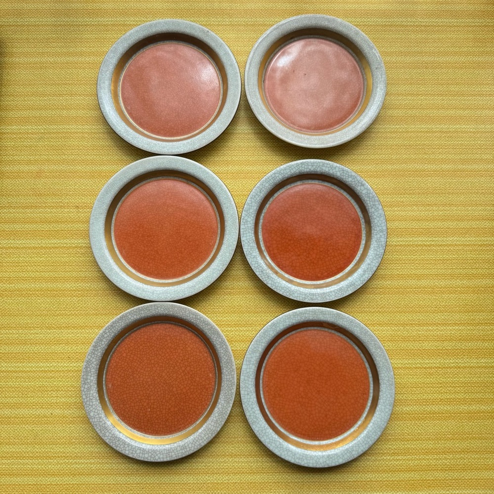 Vintage Royal Copenhagen orange crackle plates 6